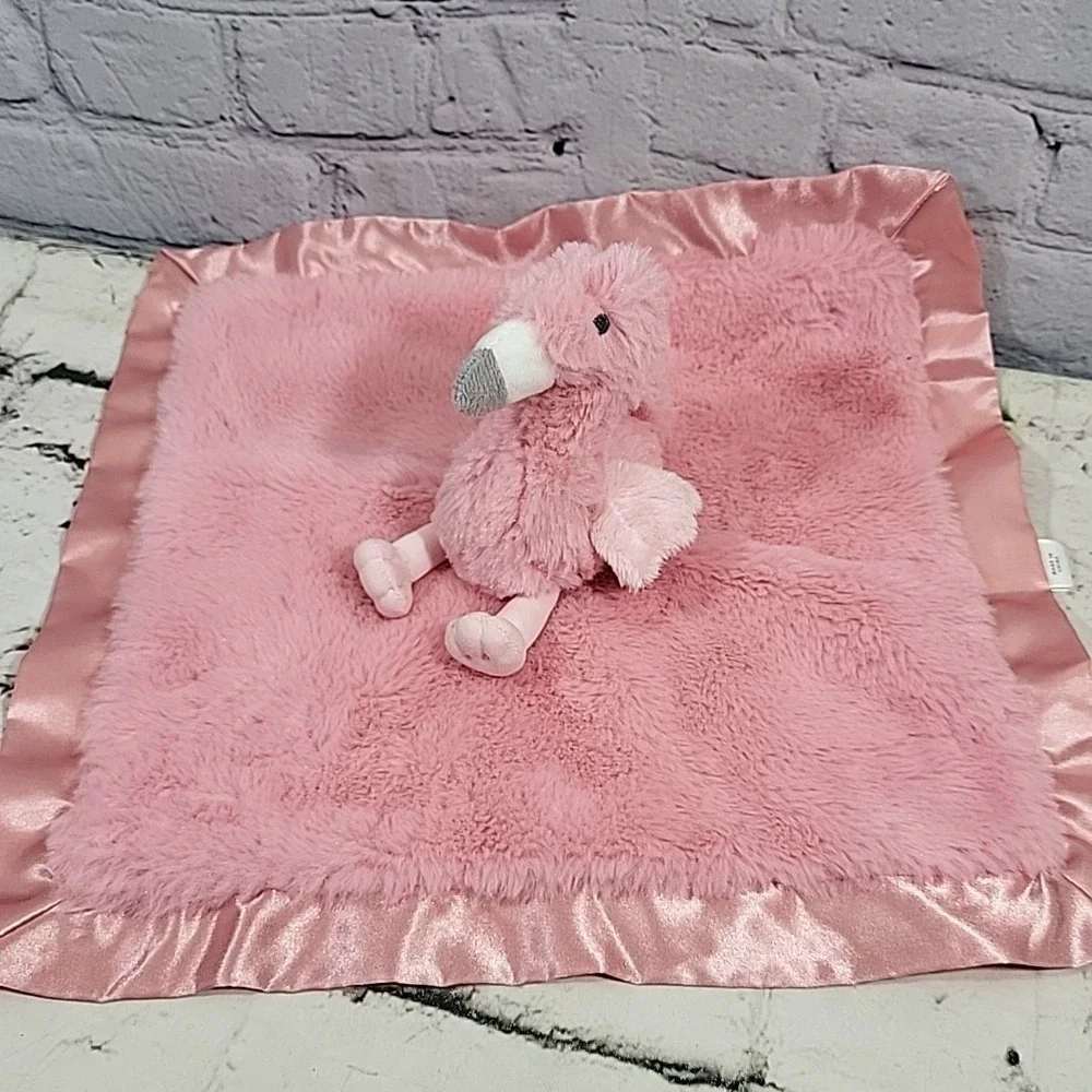 Cloud Island Pink Flamingo Baby Lovey Security Blanket Satin Back 14